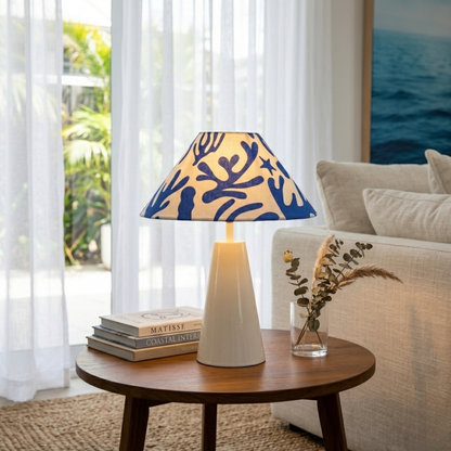 Coral Blue Cone Ivory Table lamp