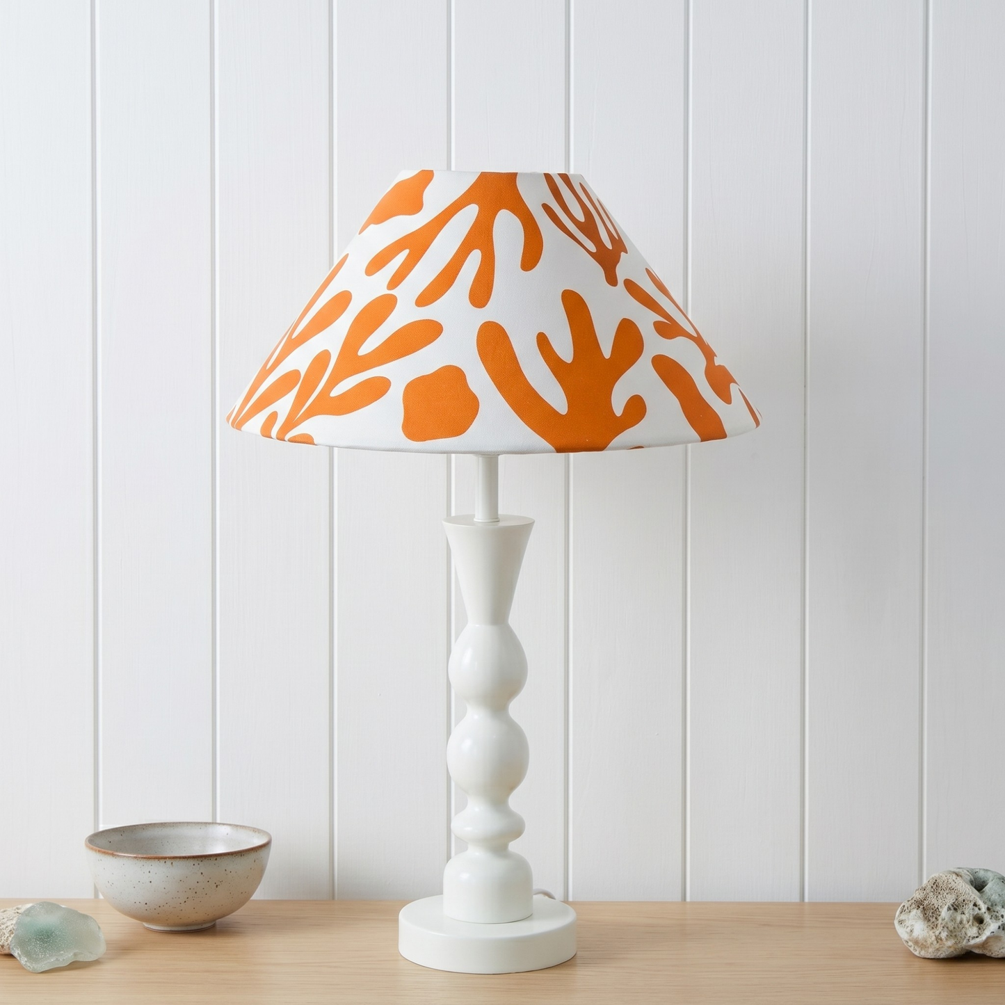 Coral Orange- Brighton Ivory Table lamp