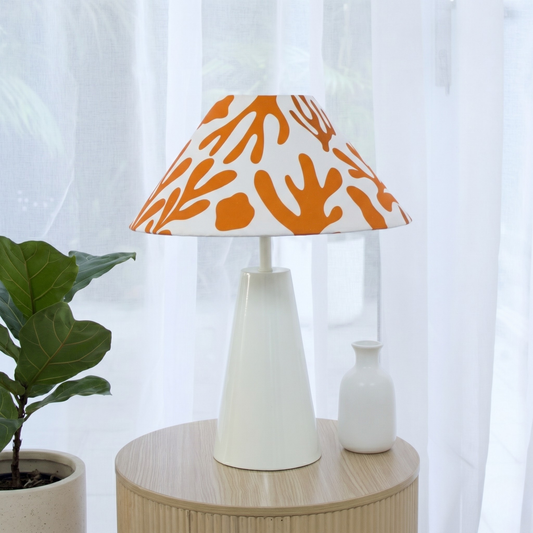 Coral Orange - Cone Ivory Table lamp