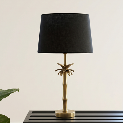 Linen Black - Palm Brass Table lamp