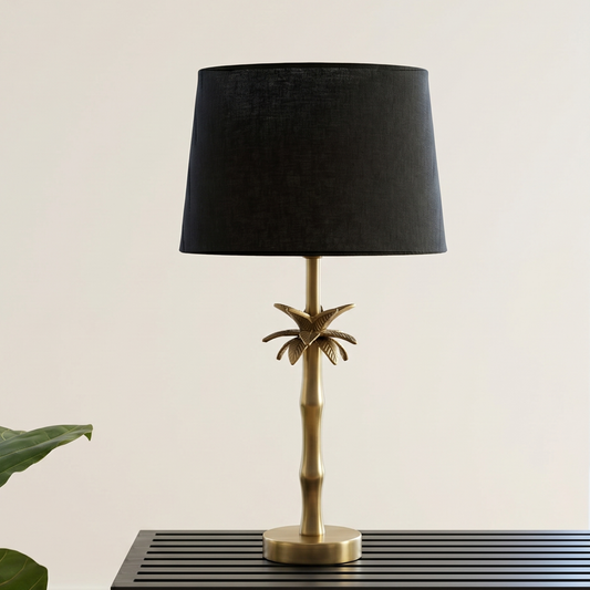 Linen Black - Palm Brass Table lamp