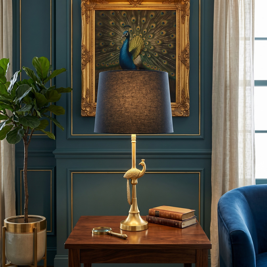 Linen black - Peacock Table lamp