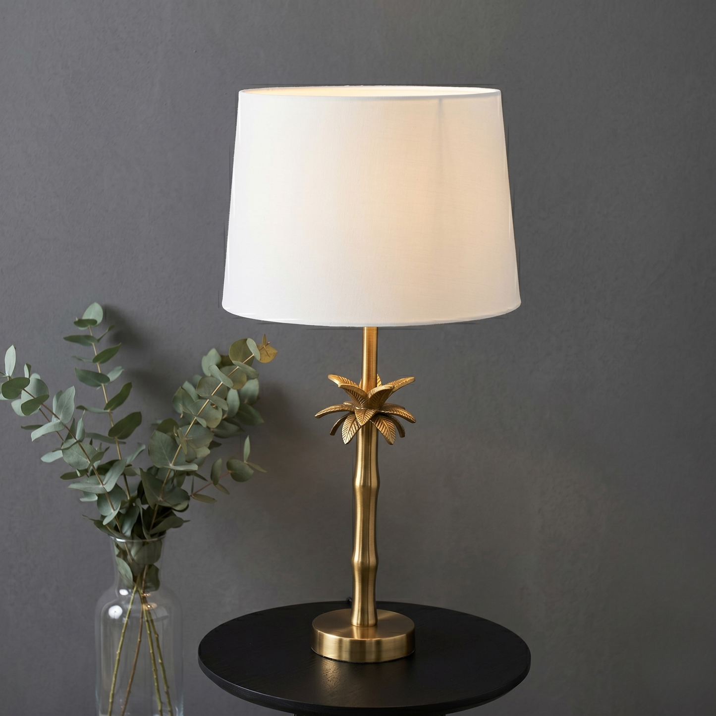 Linen White - Palm Brass Table lamp