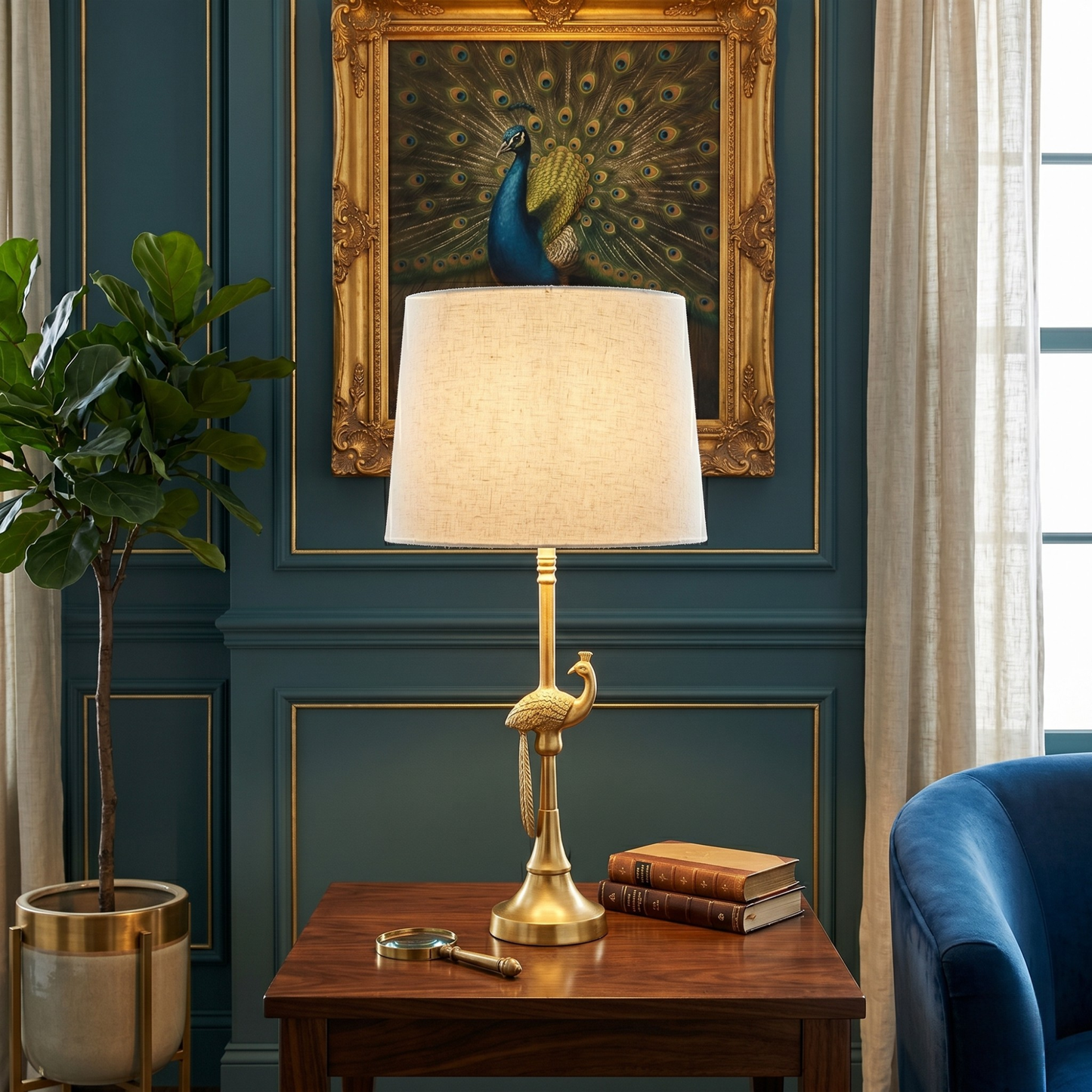 Linen off-white - Peacock Table lamp