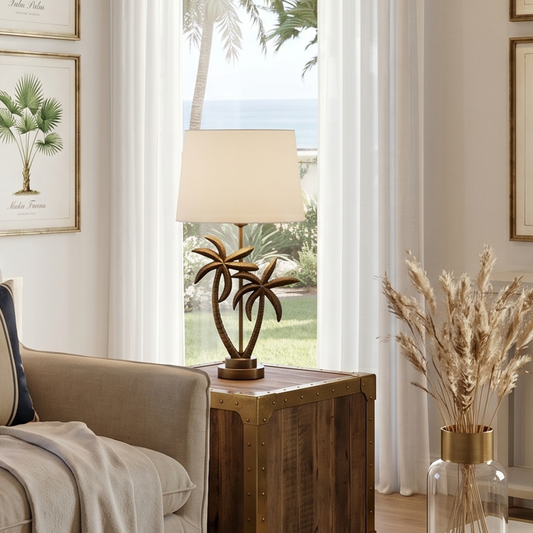 Linen White - Double Palm Table lamp