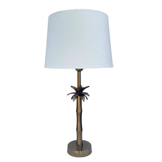 Linen White - Palm Brass Table lamp
