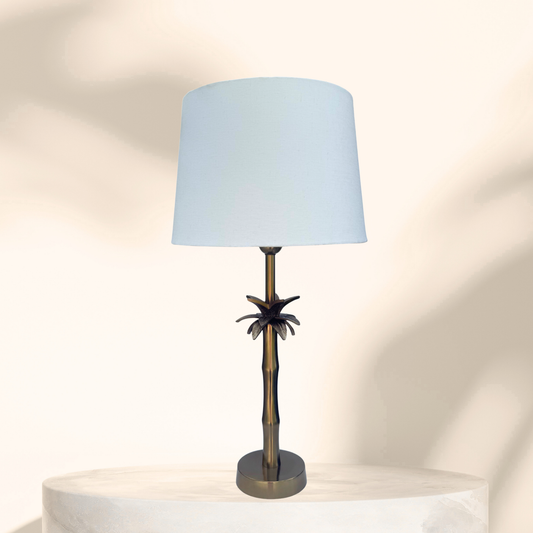 Linen White - Palm Brass Table lamp