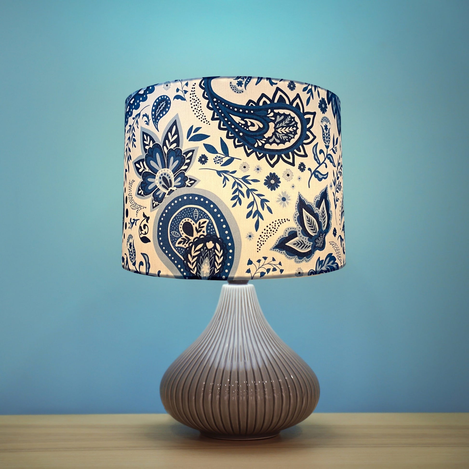 Drops lampshade | blue and white shade | Hamptons lampshade image 2