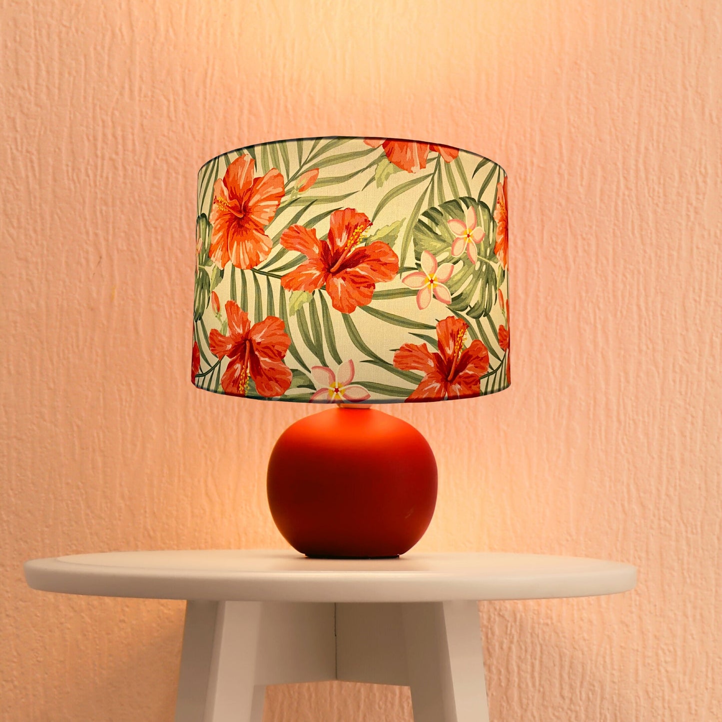 Red Hibiscus Hawaiian Flower BEIGE image 1