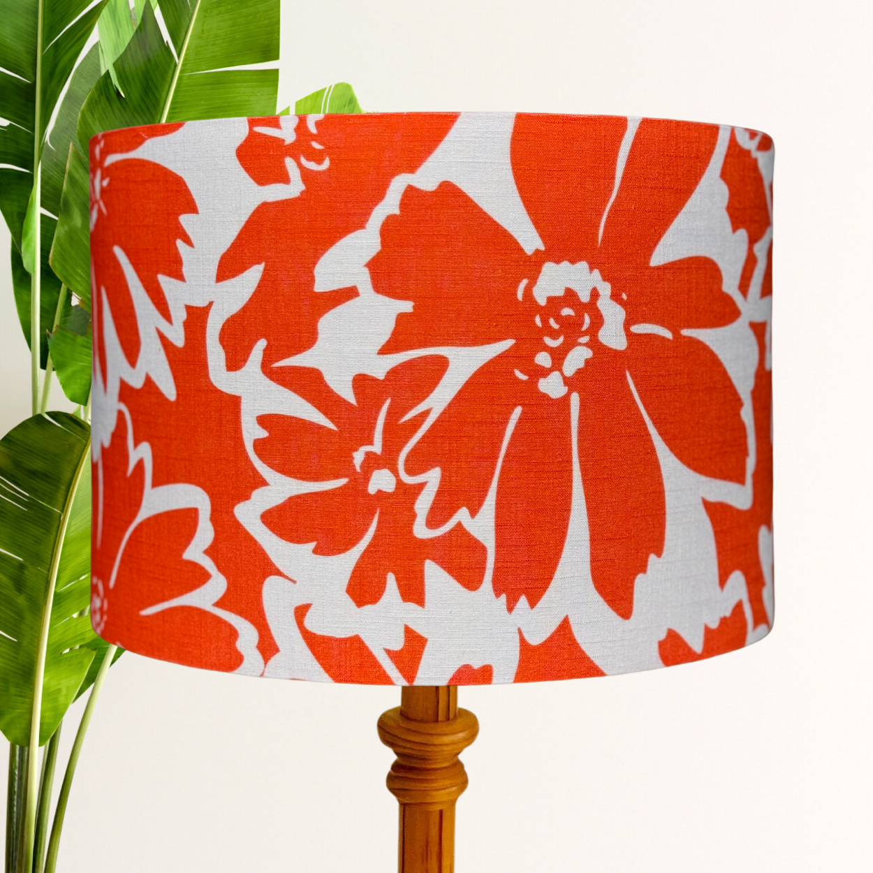 Linen Orange Floral lampshade image 0