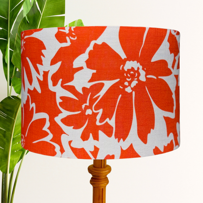 Linen Orange Floral lampshade image 0