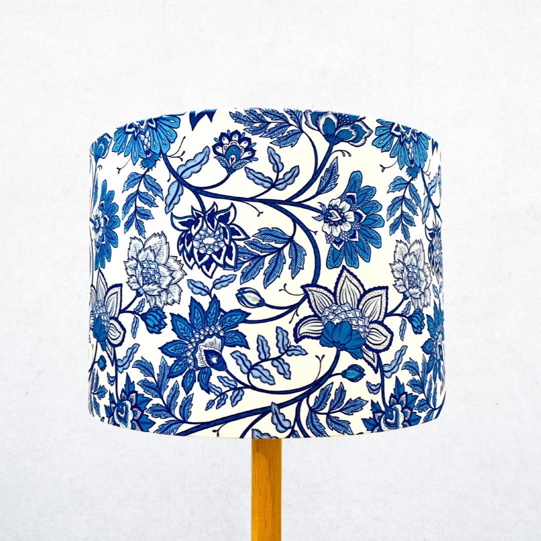 Blue and White climbing flowers | Hamptons lampshade image 3