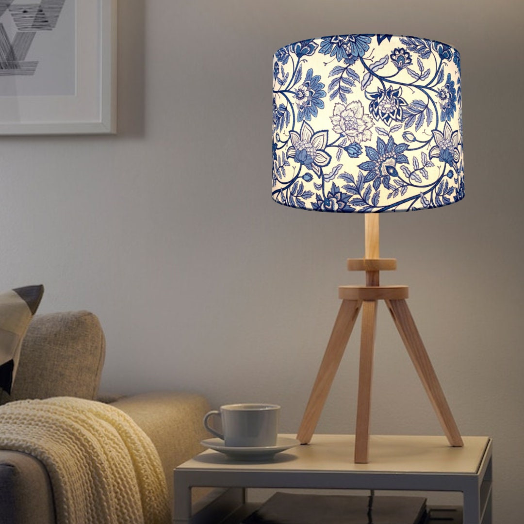 Blue and White climbing flowers | Hamptons lampshade image 4