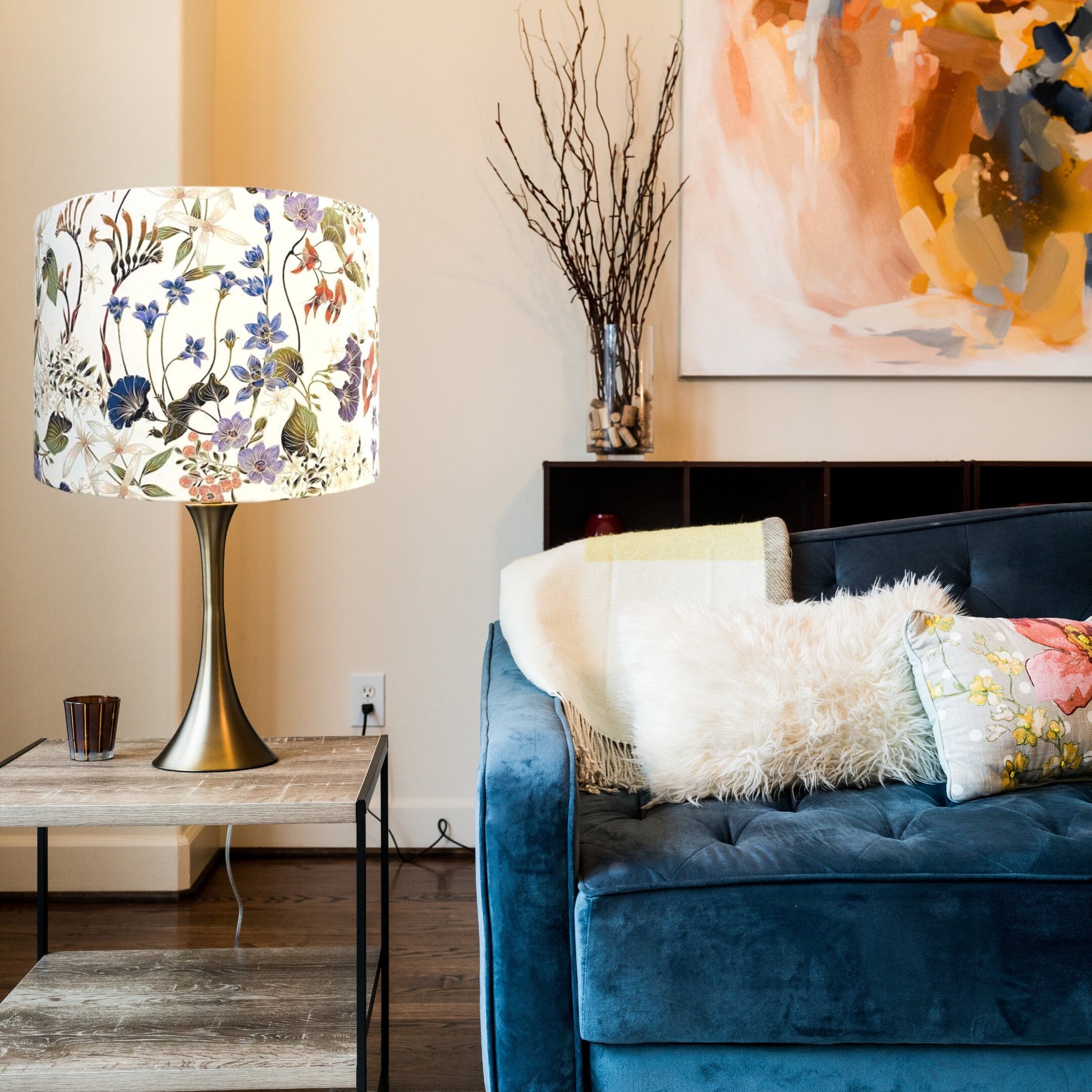 Australian Wild Flowers off-white lampshade image 2