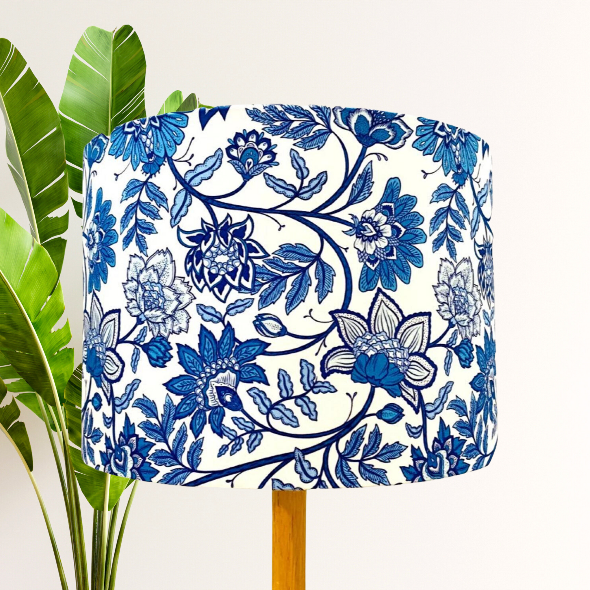 Blue and White climbing flowers | Hamptons lampshade image 0