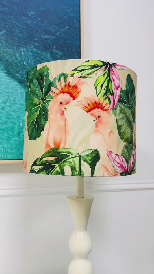Pink Cockatoo lamp shade  *Ready-Made*