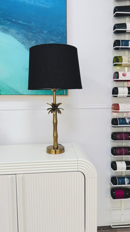 Linen Black - Palm Brass Table lamp